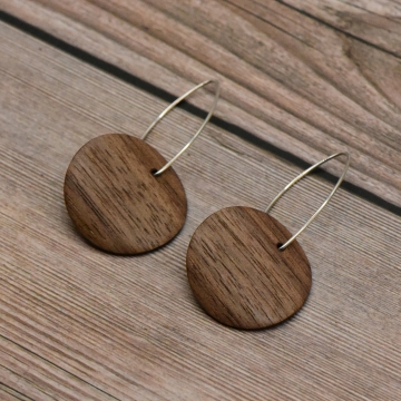 Walnut Round Earrings