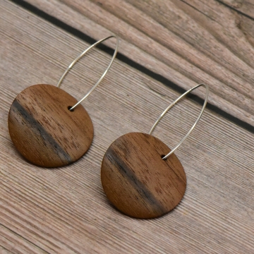 French Walnut Round Earrings